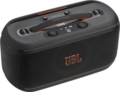 JBL PartyBox On The Go 2 – Draagbare Bluetooth Speaker - Met Draadloze Microfoon - Handige Schouderriem - LED verlichting - Spatwaterdicht - Zwart