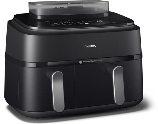 Philips 5000 Series Dual Basket Airfryer - NA551/00 - Stoomfunctie - Dubbele Mand - 9L - Tot 6 Personen