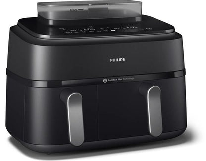 Philips 5000 Series Dual Basket Airfryer - NA551/00 - Stoomfunctie - Dubbele Mand - 9L - Tot 6 Personen