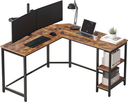 ACAZA Bureau - Hoekbureau - Vintage Bruin - 138 x 50 x 76 cm (L x B x H) - Bureautafel - Game Bureau - Bureau Gaming - Game Bureau