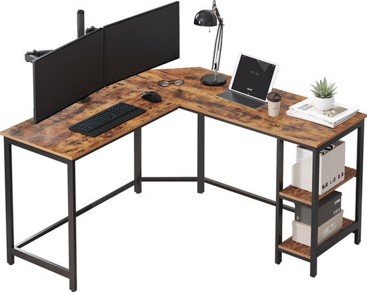 ACAZA Bureau - Hoekbureau - Vintage Bruin - 138 x 50 x 76 cm (L x B x H) - Bureautafel - Game Bureau - Bureau Gaming - Game Bureau