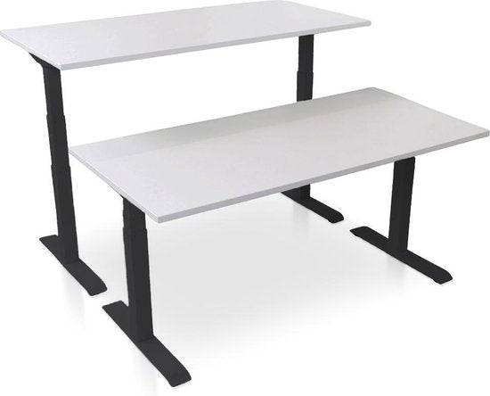 Zit-sta bureau elektrisch verstelbaar - MRC PRO NEN-EN 527 | 180 x 80 cm | frame zwart - blad wit | Memory functie met USB | 150kg draagvermogen