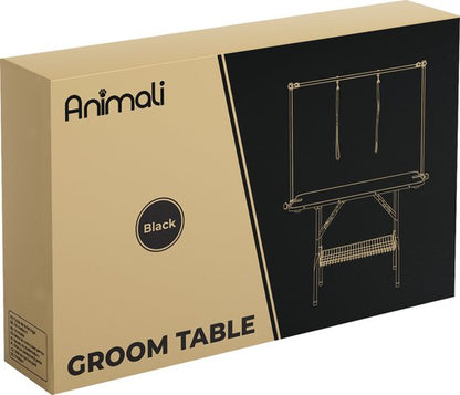 Animali Trimtafel - Trimtafel voor honden\katten - Hondentrimtafel - Inklapbaar - Aanlijnoptie - Opbergmand - 80KG draagvermogen - Zwart
