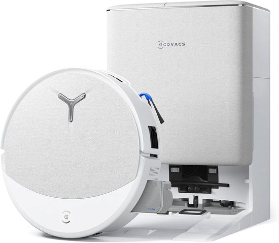 ECOVACS DEEBOT T90 OMNI – Robotstofzuiger – OZMO Roller dweil – 30.000 Pa –ZeroTangle 4.0 Anti-tangle –AIVI 3D obstakelvermijding–Zelfreinigend– Voor harde vloeren & tapijt–Wit–T80 Upgrade