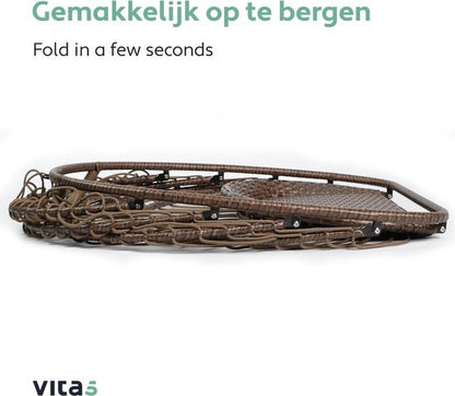 Vita5 Egg Hangstoel – Voor Binnen en Buiten – tot 150kg – Opvouwbaar - Incl. Standaard, Kussen en Waterdichte Beschermhoes – Cocoon Stoel - Crème Wit