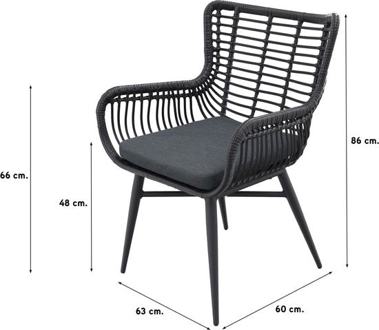 Jasmine Black/GI Edison 8-persoons dining tuinset 280x140 cm.