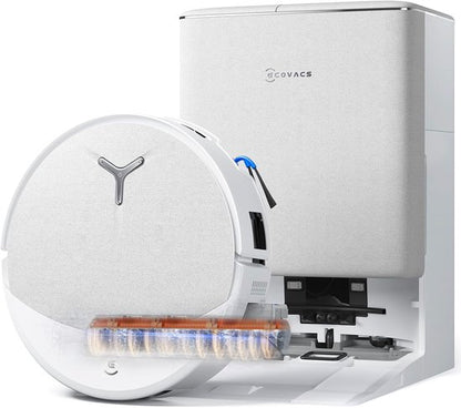 ECOVACS DEEBOT T90 OMNI – Robotstofzuiger – OZMO Roller dweil – 30.000 Pa –ZeroTangle 4.0 Anti-tangle –AIVI 3D obstakelvermijding–Zelfreinigend– Voor harde vloeren & tapijt–Wit–T80 Upgrade