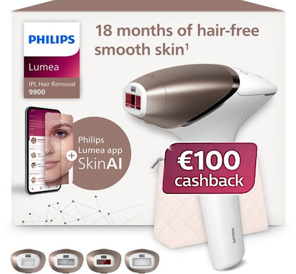 Philips Lumea IPL 9900 Series - IPL Ontharingsapparaat - AI haarvermindering analyse - 4 opzetstukken - BRI951/01