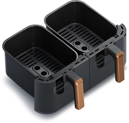 Princess 182272 Dubbele Airfryer - 2x 4.5L - 9 liter - 2 manden - XXL - Touchscreen - Kijkvenster - 12 programma's - 3100W