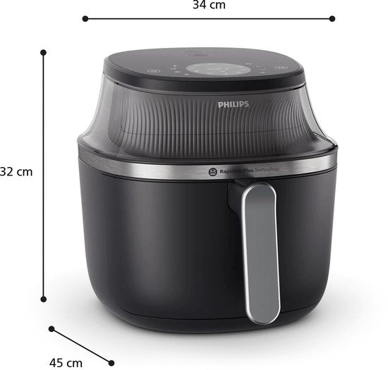 Philips 3000 Series Airfryer - NA341/00 - Kijkvenster - RapidAir Plus - 7.2L - Tot 6 Personen - Zwart