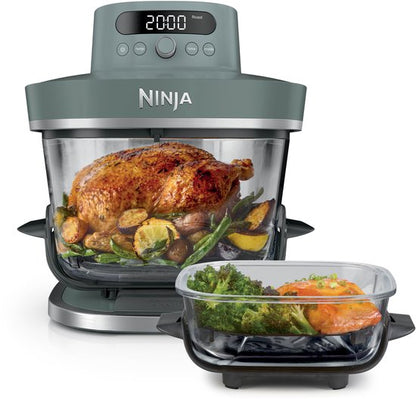 Ninja CRISPi PRO 7-in-1 Glazen Airfryer met 7 functies - Airfryen, Bakken, Braden, Rijzen, Drogen. Max Crisp en Opnieuw krokant maken - 2.3 liter en 5.7 liter glazen schaal - PFAS vrij koken - Grijsgroen - AS101EUGY