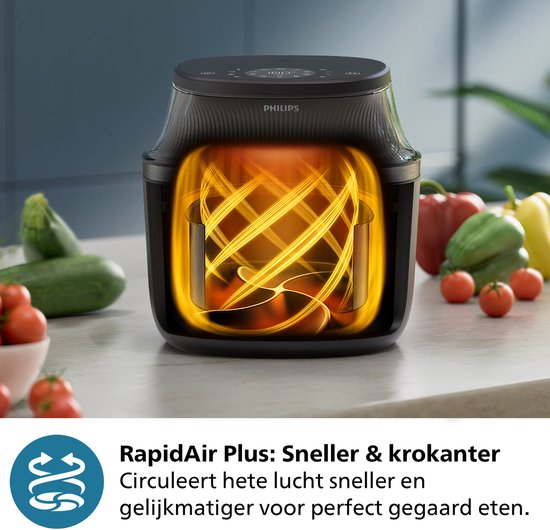 Philips 3000 Series Airfryer - NA341/00 - Kijkvenster - RapidAir Plus - 7.2L - Tot 6 Personen - Zwart