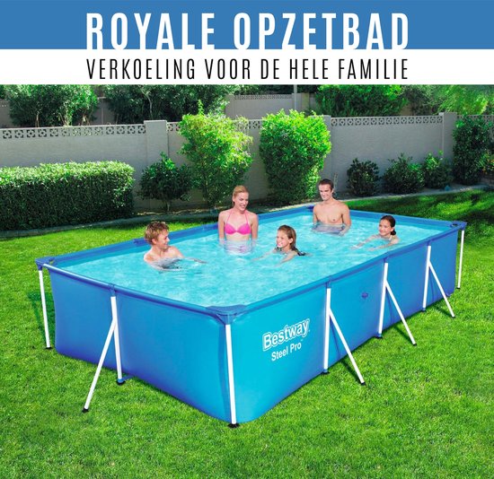 Bestway Steel Pro Zwembad - 400 x 211 x 81 cm - Rechthoekig Opzetzwembad met Stalen Frame - Familiezwembad