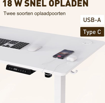 Zit-sta bureau 140 x 70 cm - Elektrisch verstelbaar - Anti-botsingstechnologie - USB-A/USB-C poorte