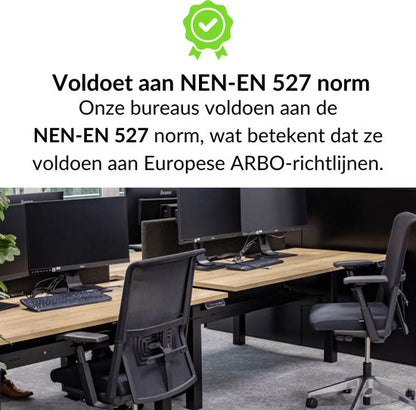 Zit-sta bureau elektrisch verstelbaar - MRC PRO NEN-EN 527 | 180 x 80 cm | frame zwart - blad wit | Memory functie met USB | 150kg draagvermogen