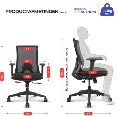 Stane Pro Ergonomische Bureaustoel - Office Chair - Bureaustoelen voor Volwassenen - NEN-EN1335 Gecertificeerd