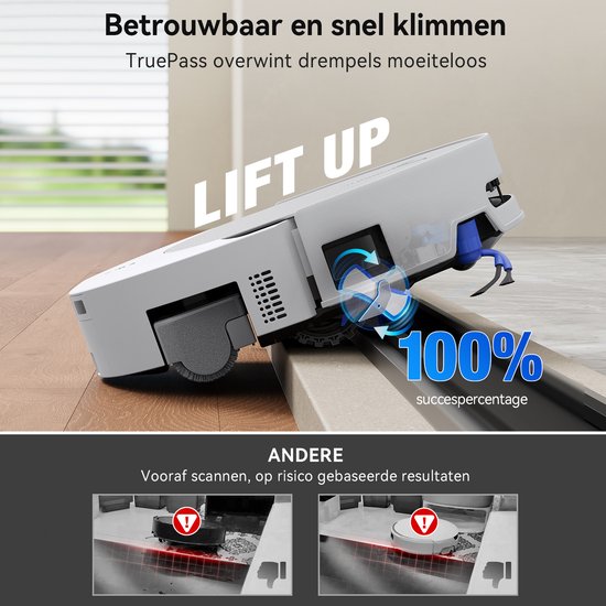 ECOVACS DEEBOT T90 OMNI – Robotstofzuiger – OZMO Roller dweil – 30.000 Pa –ZeroTangle 4.0 Anti-tangle –AIVI 3D obstakelvermijding–Zelfreinigend– Voor harde vloeren & tapijt–Wit–T80 Upgrade
