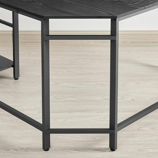 ACAZA Bureau - Hoekbureau - Zwart - 138 x 50 x 76 cm (L x B x H) - Bureautafel - Game Bureau - Bureau Gaming - Game Bureau