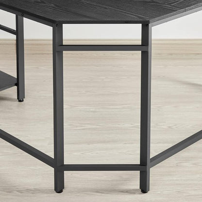 ACAZA Bureau - Hoekbureau - Zwart - 138 x 50 x 76 cm (L x B x H) - Bureautafel - Game Bureau - Bureau Gaming - Game Bureau