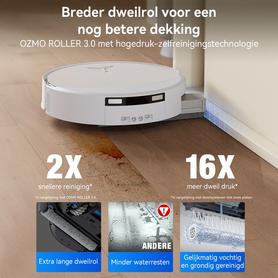 ECOVACS DEEBOT T90 OMNI – Robotstofzuiger – OZMO Roller dweil – 30.000 Pa –ZeroTangle 4.0 Anti-tangle –AIVI 3D obstakelvermijding–Zelfreinigend– Voor harde vloeren & tapijt–Wit–T80 Upgrade