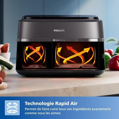 Philips – NA351/00 – Airfryer met dubbele mand – 9 l – 2750 W