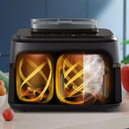 Philips 5000 Series Dual Basket Airfryer - NA551/00 - Stoomfunctie - Dubbele Mand - 9L - Tot 6 Personen