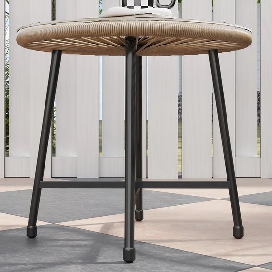 Balkonset 2 personen - Tuinset - Bistroset - Bruin - Weerbestendig - 3 delig - Tuintafel en 2 stoelen - 2 personen - Gecoat staal - Onderhoudsvrij staal