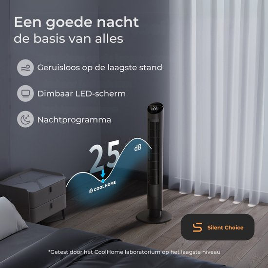 CoolHome Airflow Pro Ventilator – Torenventilator met Afstandsbediening – Waaier met Ionisator – 102 cm – Dimbaar LED-scherm – 6 Snelheden – Zwart
