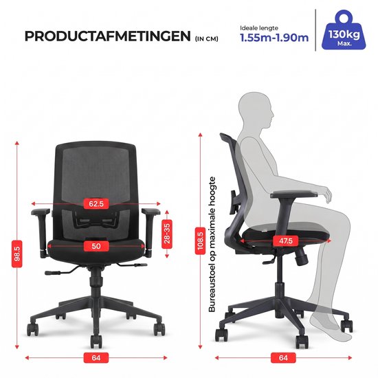 Stane Classic Basic - Ergonomische Bureaustoel - Office Chair - Bureaustoelen voor Volwassenen - Computer stoel - NEN-EN1335 Gecertificeerd -