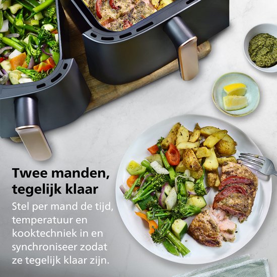 Philips – NA351/00 – Airfryer met dubbele mand – 9 l – 2750 W