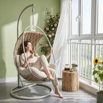 Luxe Hangstoel Sweden - Grijs kussen - Voor Buiten en Binnen