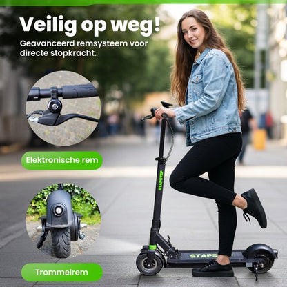 StapStep Pro Elektrische Step voor Volwassenen - Electrische Step - E Step - Wettelijk Toegestaan - 8 Inch - 250W - Snelheid tot 25km/h - Bereik tot 35km - 14KG - Compact Opvouwbaar - Zwart