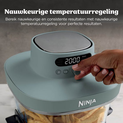 Ninja CRISPi PRO 7-in-1 Glazen Airfryer met 7 functies - Airfryen, Bakken, Braden, Rijzen, Drogen. Max Crisp en Opnieuw krokant maken - 2.3 liter en 5.7 liter glazen schaal - PFAS vrij koken - Grijsgroen - AS101EUGY