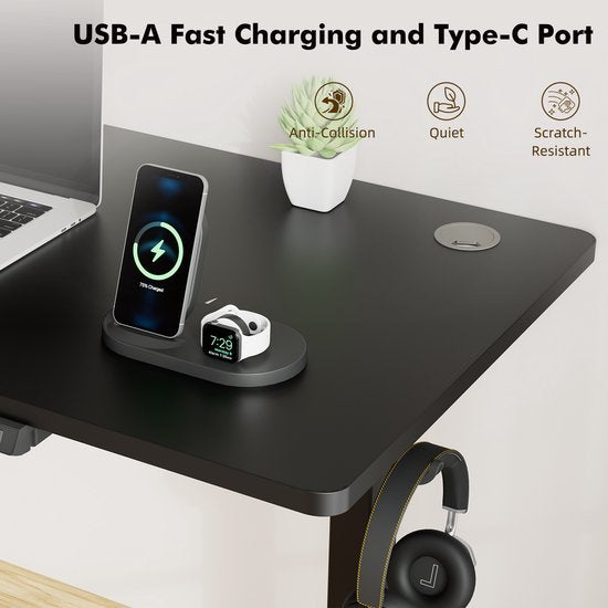 Zit-sta bureau 140 x 70 cm - Elektrisch verstelbaar - Anti-botsingstechnologie - USB-A/USB-C poorte