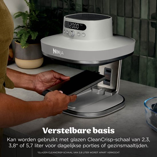 Ninja CRISPi PRO 7-in-1 Glazen Airfryer met 7 functies - Airfryen, Bakken, Braden, Rijzen, Drogen. Max Crisp en Opnieuw krokant maken - 2.3 liter en 5.7 liter glazen schaal - PFAS vrij koken - Stone - AS101EULG