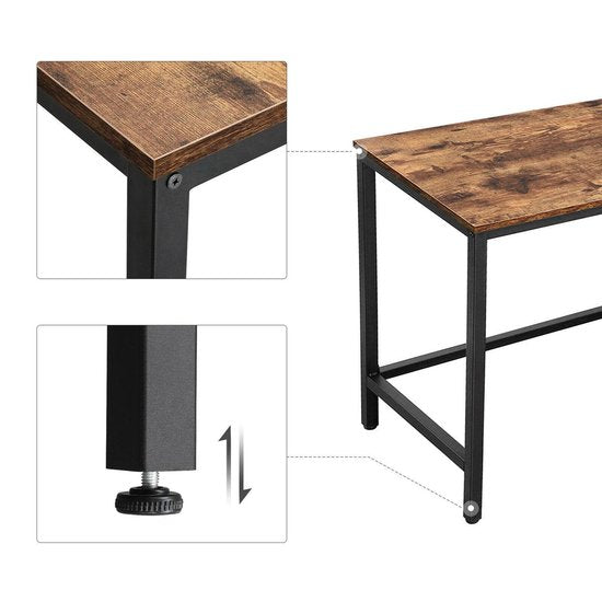 ACAZA Bureau - Hoekbureau - Vintage Bruin - 138 x 50 x 76 cm (L x B x H) - Bureautafel - Game Bureau - Bureau Gaming - Game Bureau