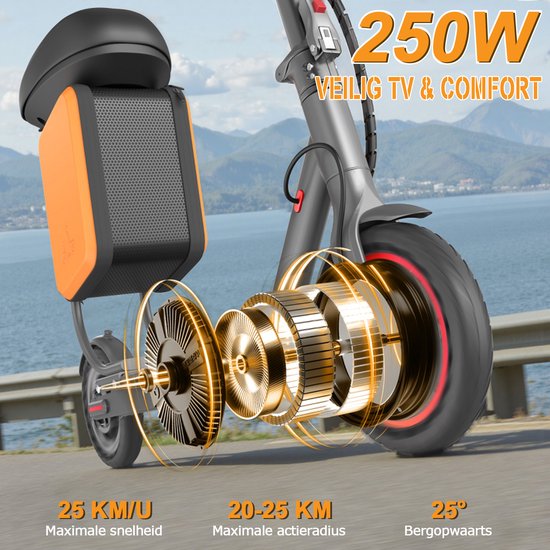 AOVOPRO LP60XB Elektrische Step met Zadel – 250W Motor – 25 km/u – App-bediening – Dubbel Remsysteem – Opvouwbare – voor Volwassenen