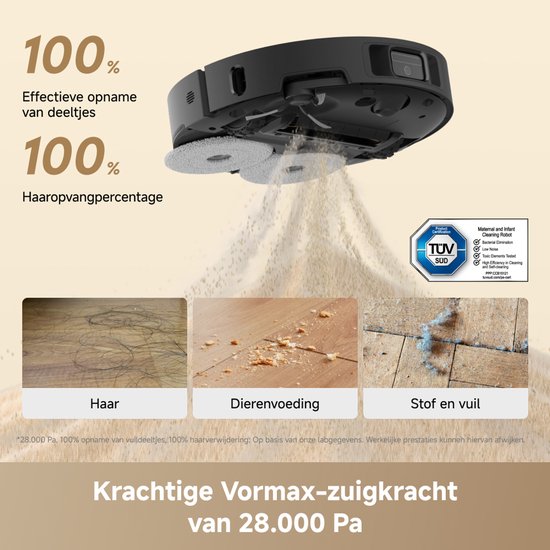 Dreame Robotstofzuiger L50 Ultra AE - Robotstofzuiger met dweilfunctie - 28.000 Pa Zuigkracht - Automatische Leegstation - Uitschuifbare Zijborstel - DryBoard - Zwart
