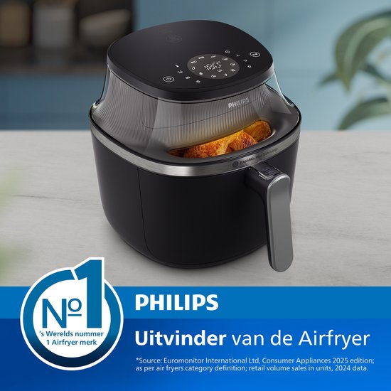 Philips 3000 Series Airfryer - NA341/00 - Kijkvenster - RapidAir Plus - 7.2L - Tot 6 Personen - Zwart