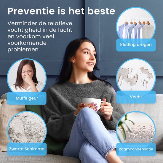 Pro Breeze 12L/dag Luchtontvochtiger – Digitale Vochtigheidsweergave, Slaapmodus, Continue Afvoer Optie en 24-uurs timer – 1.8L Tank Verwijderd Schimmel, Damp en Vocht - Dehumidifier voor Thuis, Garage en Kelder
