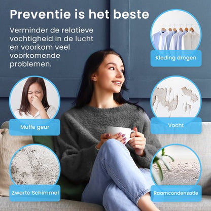 Pro Breeze 12L/dag Luchtontvochtiger – Digitale Vochtigheidsweergave, Slaapmodus, Continue Afvoer Optie en 24-uurs timer – 1.8L Tank Verwijderd Schimmel, Damp en Vocht - Dehumidifier voor Thuis, Garage en Kelder