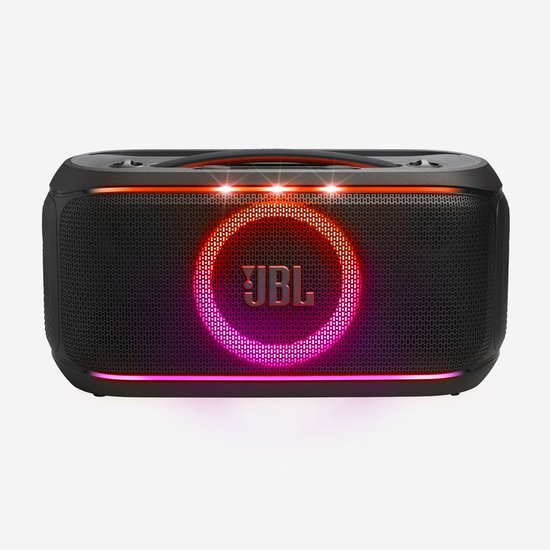 JBL PartyBox On The Go 2 – Draagbare Bluetooth Speaker - Met Draadloze Microfoon - Handige Schouderriem - LED verlichting - Spatwaterdicht - Zwart