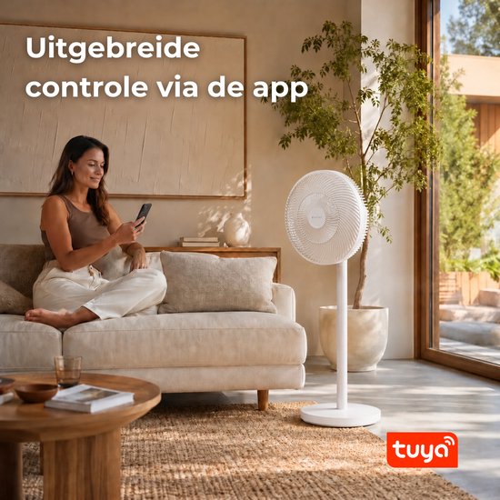 Evolar Smart Ventilator Staand - 36W - Incl. Accu - Statiefventilator - Ambient Light - WiFi - App & Afstandsbediening - EVO-SF36WW