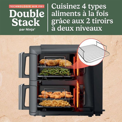 Ninja Double Stack Airfryer XXL - 9.5 Liter - Dubbele Gestapelde Lades - 6 Programma's - Inclusief Kookrekjes - SL400EU
