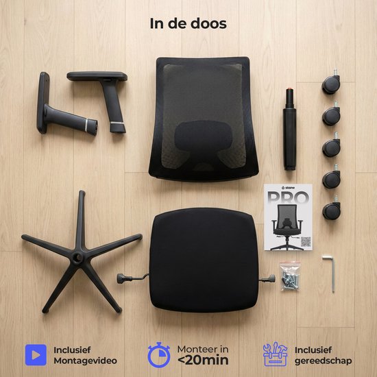 Stane Pro Ergonomische Bureaustoel - Office Chair - Bureaustoelen voor Volwassenen - NEN-EN1335 Gecertificeerd