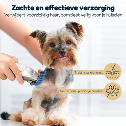 Hondentondeuse Dikke Vacht - Draadloos 5,5u - Fluisterstil <50dB - 2 Snelheden - Hondentrimmer - Honden Tondeuse Trimset - Video & E-book - RVS - Groomzo