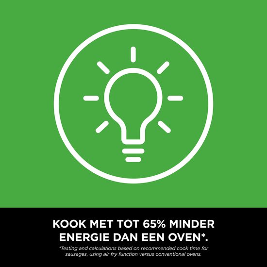 Ninja Airfryer 4,7 liter - Single drawer - Airfryen, Drogen en Opwarmen - Knapperig resultaat, minder vet, lager energieverbruik - AF110EU