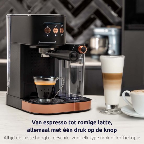 BluMill Koffiemachine - Pistonmachine - Espressomachine - Automatische Melkschuimer & 2 portafilters - 1,2 Liter Waterreservoir