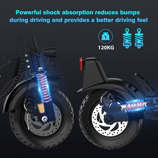 HITWAY Elektrische Step H9 Pro ABE - E Scooter met 10 Inch Banden en een 20.8Ah Batterij met Hoge Capaciteit – Actieradius van 80-90 km – 500W motor – Opvouwbaar – IP54 Waterdicht – Slimme bediening via App