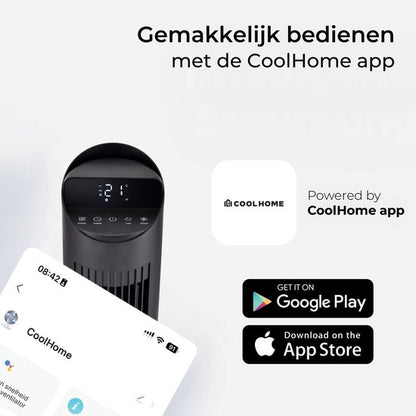 CoolHome Airflow Pro Ventilator – Torenventilator met Afstandsbediening – Waaier met Ionisator – 102 cm – Dimbaar LED-scherm – 6 Snelheden – Zwart